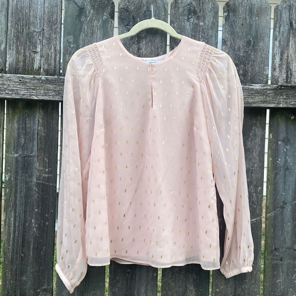 Nine West Pink Gold Speck Chiffon Blouse NWT | S